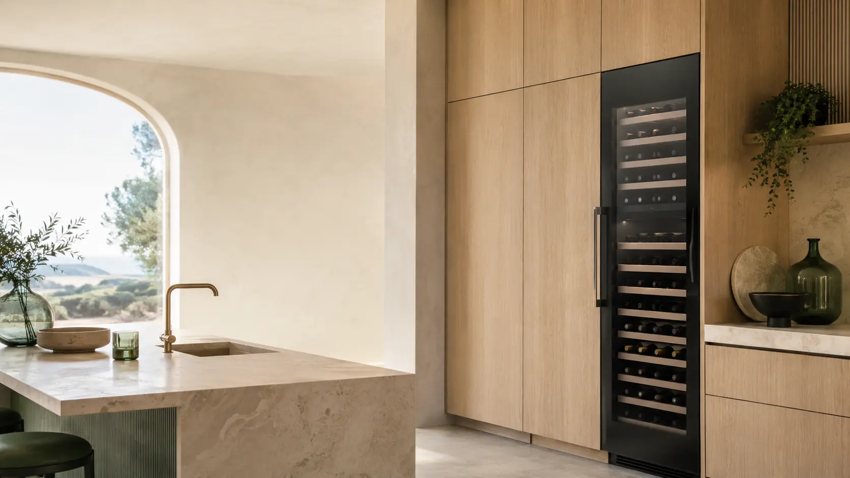 Cantinette vino di diverse tipologie in un ambiente domestico moderno